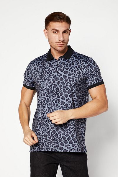 Karl Lagerfeld Men Mid Collar Short Sleeves Printed Polo Shirt, Black
