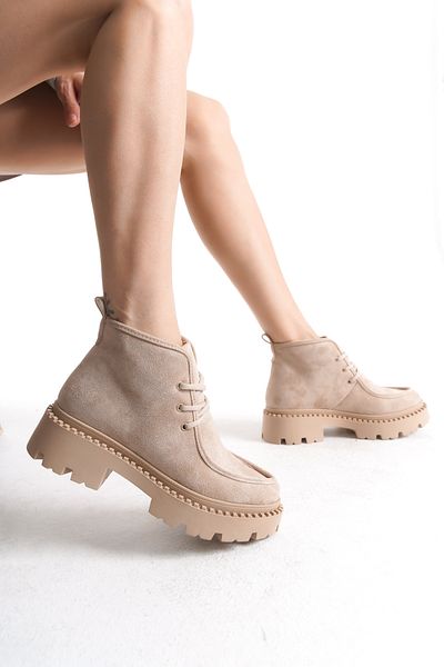 Solo Bag Γυναικείες Flat Suede Elastic Lace Up Casual Boots