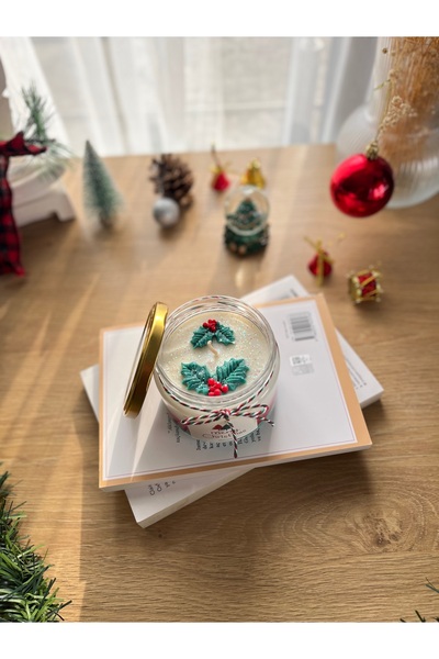 Jasmine Candle El Yapımı % 100 Doğal Vegan Soya Wax Mum Kokina Yılbaşı Temalı...