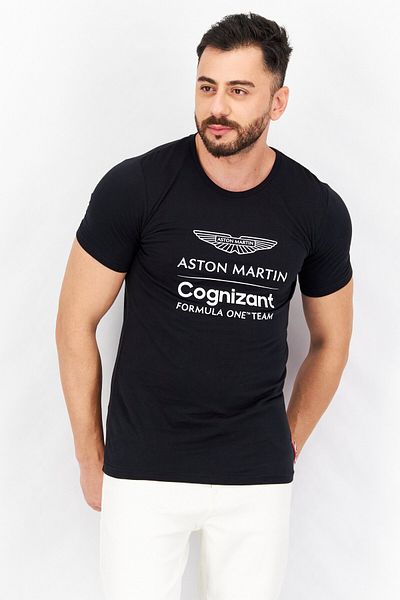 Aston Martin Men Crew Neck Short Sleeves Graphic T-shirt, Black