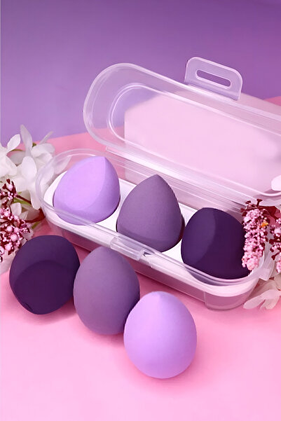 NS reliable 3'lü Makyaj Süngeri Seti Puf Mini Güzellik Makyaj Araçları-Mor