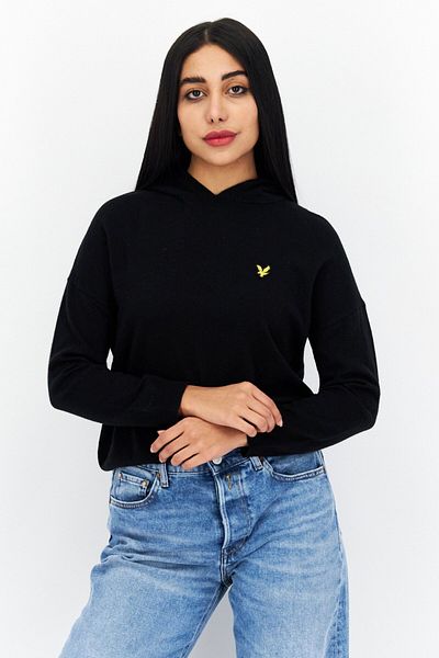 Lyle & Scott Women Long Sleeve Embroidered Logo Hoodie, Black