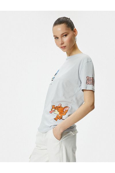 Koton Tricou cu mânecă scurtă din bumbac cu licență Tom și Jerry - decolteu