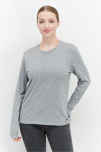 O'Neill Women Round Neck Long Sleeve Textured T-Shirt, Grey