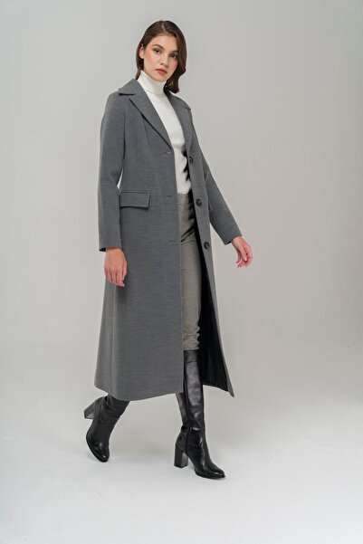 Olcay Dlouhý kabát s jednodílnou kapsou s límečkem 3918