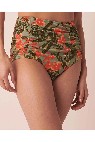 La Vie en Rose ORCHIDS GARDEN Shirred High Waist Bikini Bottom