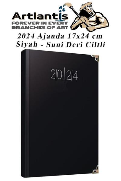 Artlantis Planer za 2024. godinu, crni, 17x24 cm, sa linijama, 1 komad, dnevn...