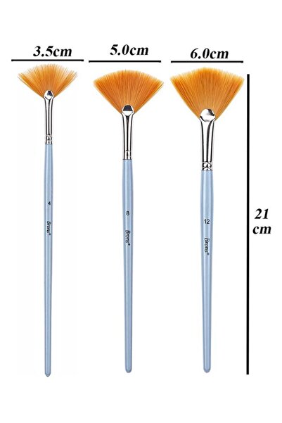 Artlantis Yelpaze Fırça Seti 4-8-12 1 Paket Sentetik Kıl Yelpaze Brons Fırça ...