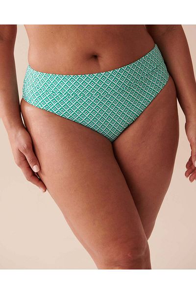 La Vie en Rose Green Tile Mid Waist Bikini Bottom