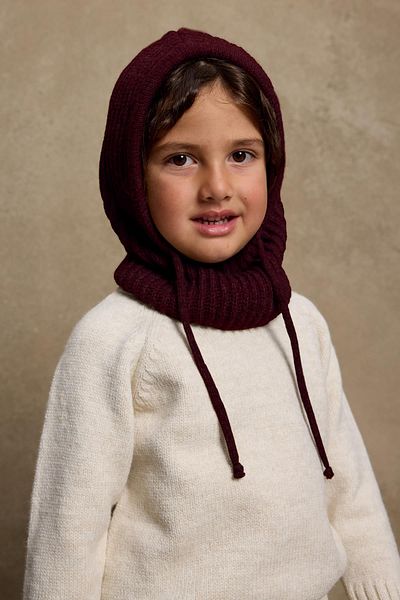 Fahhar Kids Burgundy Drawstring Children's Snow Beanie