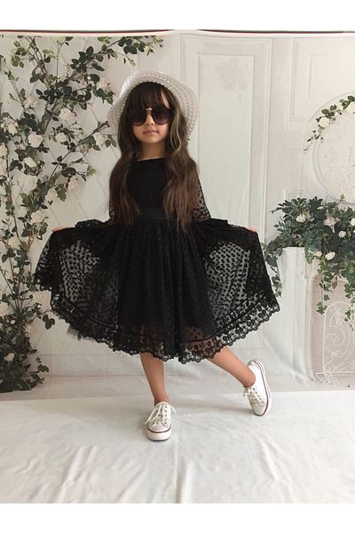 Mixie Girl's Laced Lace Dress Black Special Occasion Birthday Dress