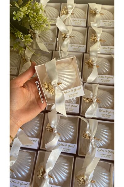 Tasarımcı Civciv Kutulu istiridye midye mum, nişan söz hediyeliği nikah hediy...