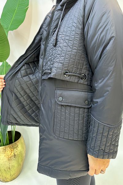 GÖKSEL Large Size Jacket with Pocket Detail - Black
