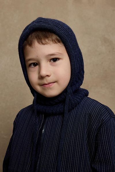 Fahhar Kids Navy Blue Drawstring Children's Snow Beanie