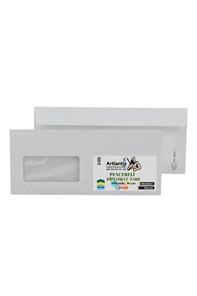 Artlantis Дипломатичен плик с прозорец 10.5x24 см Бял 90 гр Силикон 250 бр. 1...