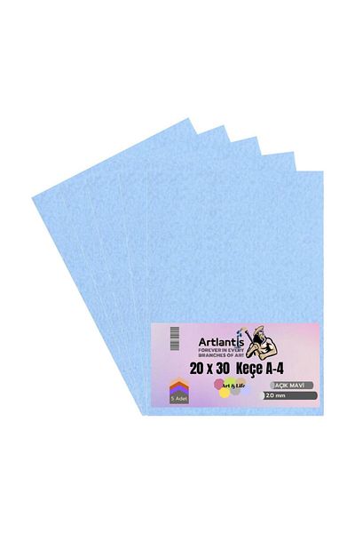 Artlantis Light Blue Felt A4 2 Mm 20x30 Cm 5 Pieces 1 Pack School Nursery Activity