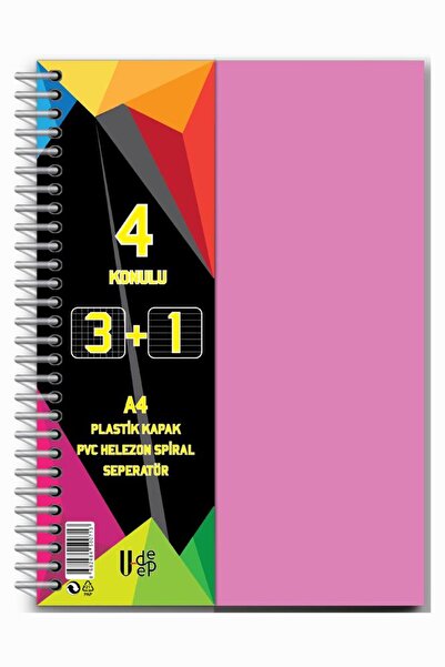 Artlantis 3+1 Ayraçlı Defter 4 Konulu 100 Yaprak 1 Adet 3 Kareli 1 Çizgili Sp...