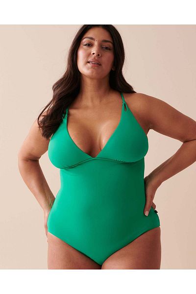 La Vie en Rose Emerald Plunge One-Piece Swimsuit