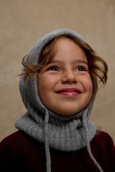 Fahhar Kids Gray Drawstring Children's Snow Beanie