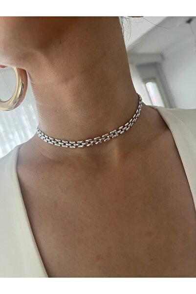 Hoop jewelery Hasır Örgü Altın Kaplama Choker Kolye