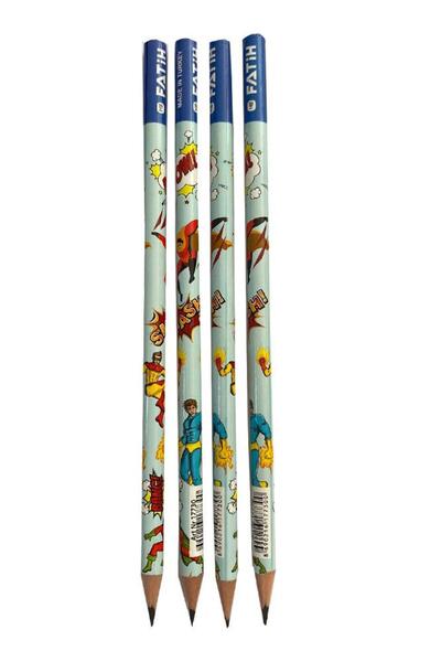 Artlantis Super Heroes Men's Round Lead Pencil 4 Pcs 1 Pack Fatih Lead Pencil...