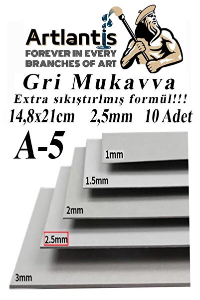 Artlantis A5 Mukavva Gri 2.5 mm 10 Adet 1 Paket 14,8x21 cm A-5 Mukavva 2,5 mm...