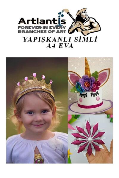 Artlantis Yapışkanlı Simli Eva Beyaz A4 20x30 5 Adet 1 Paket Hobi Okul Öncesi Kreş Anasınıfı Eva Yapışkanlı Si