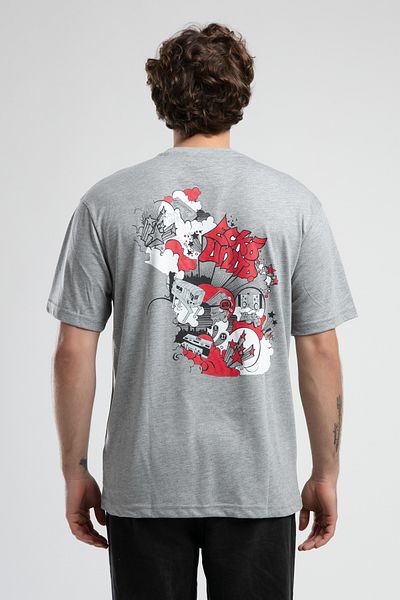 ECKO UNLTD Bryant Gray Crew Neck Printed Oversize Men's Tshirt