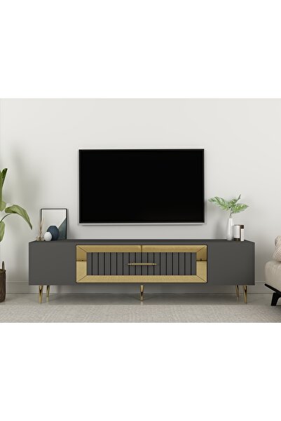 DEMONTE DECOR DEKOLP3DD TV SEHPASI ANTRASİT-ALTIN