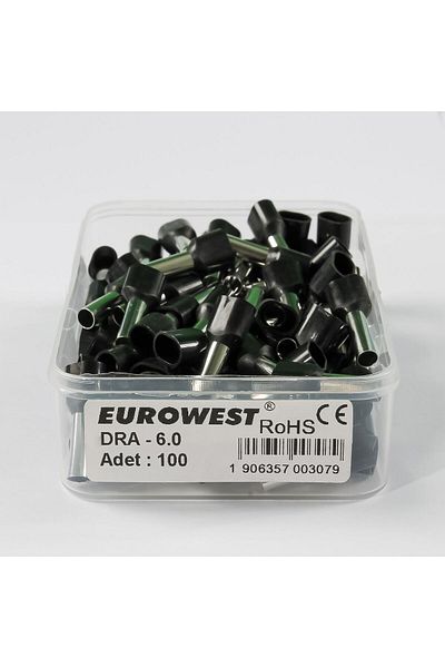 EUROWEST 2 × 6.00 مم غلاف معزول بمدخل مزدوج أسود (1 صندوق 100 قطعة)