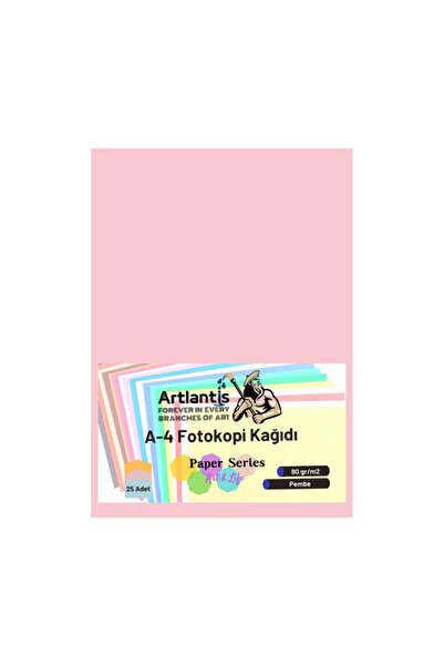 Artlantis Pembe Renkli A-4 Fotokopi Kağıdı 25 li 1 Paket Fotokopi Renkli A4 K...