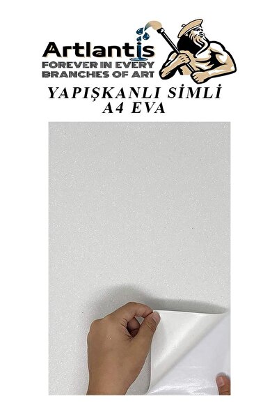 Artlantis Yapışkanlı Simli Eva Beyaz A4 20x30 5 Adet 1 Paket Hobi Okul Öncesi Kreş Anasınıfı Eva Yapışkanlı Si