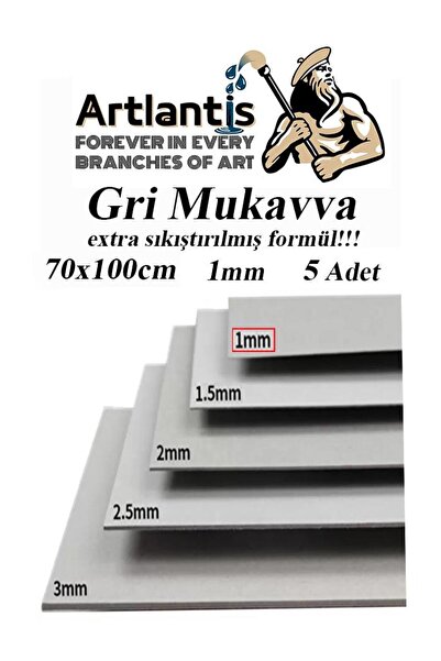 Artlantis Mukavva Gri 1 mm 70x100 cm 5 Adet Sert Karton Ekstra Sıkıştırılmış ...