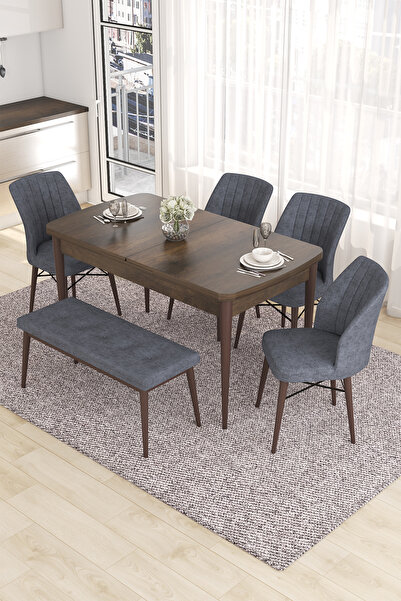 Canisa Concept Eva Serisi 80x132 Açılabilir MDF Mutfak Masası Takımı Barok De...