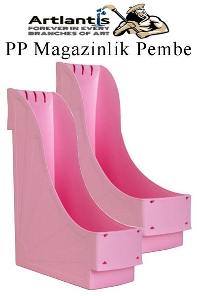 Artlantis Pink Plastic Magazine Holder - 2 A4 File and Desk Organizer Folders