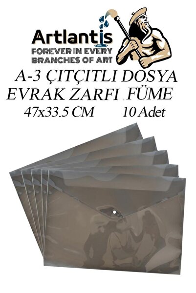 Artlantis A3 Çıtçıtlı Dosya Füme 10 Adet A-3 Çıt çıtlı Zarf Dosya Transparan ...