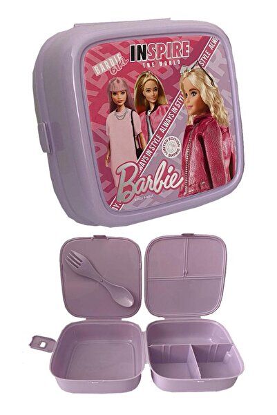 Artlantis Barbie Beslenme Kutusu Lila 4 Bölmeli Kız Figürlü 1 Adet Yemek Sakl...