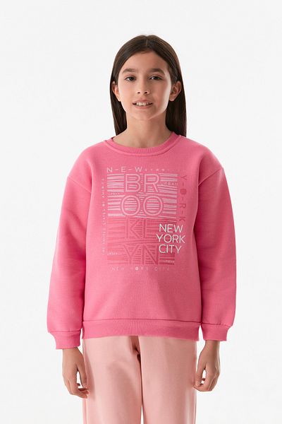Fulla Moda 3 Yarn Printed Crew Neck Girl's Sweatshirt