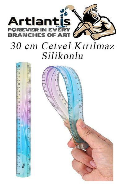 Artlantis Unbreakable Ruler 30 Cm Silicone Rainbow 1 Piece Flexible Silicone Ruler Office School Classroom