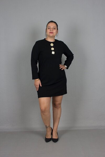 Truva XXL Φόρεμα μεγάλου μεγέθους μέχρι το γόνατο από ύφασμα κρεπ με λεπτομέρεια με αγκράφα