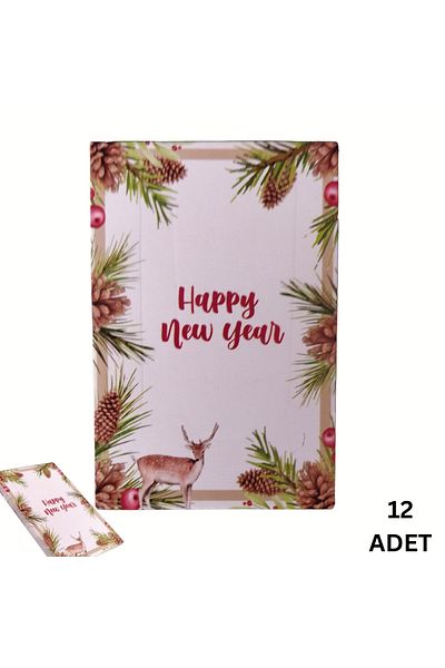 roco paper New Year Happy New Year Greeting Card, New Year Themed Gift, Note Cards, 12 Pieces, 5.5 X 8 cm
