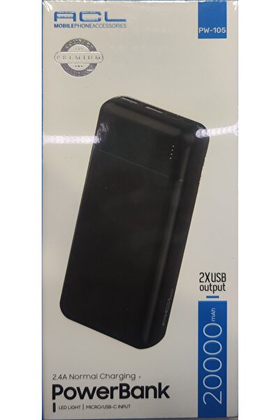 ACL POWERBANK 20000mAh 2.4A Normal Charging led light micro/usb-c ınput 2xusb output