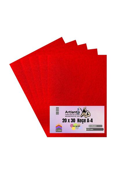 Artlantis Red Felt A4 2 Mm 20x30 Cm 5 Pieces 1 Pack School Nursery Activity