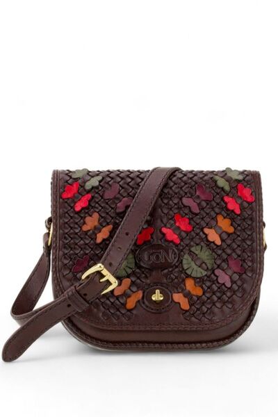 GÖN Hand Made Kahve-Çok Renkli Kadın Çapraz Askılı Çanta Kasis