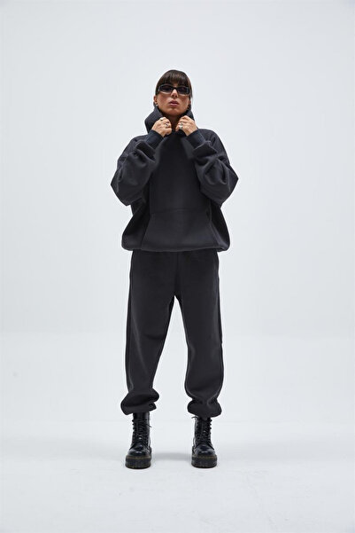 BayBayan Γυναικεία Oversize Casual Hooded Kangaroo Pocket 3 Thread Hooded Σετ...