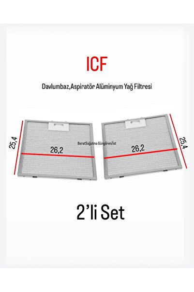 beratsogutma ICF Davlumbaz Yağ Filtresi  Aspiratör Metal Tel Filtre 26,2x25,4...