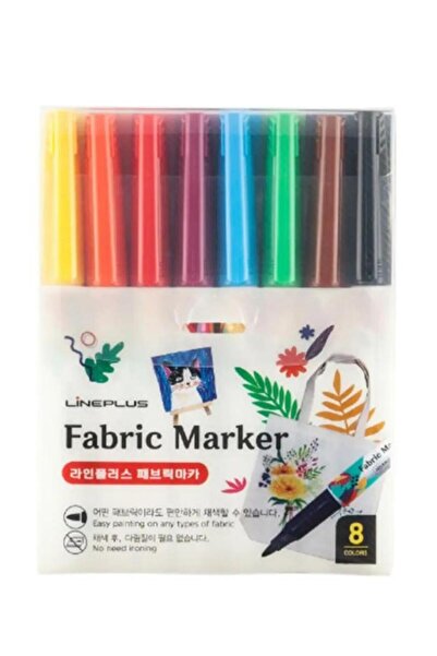 Lineplus Tekstil Kumaş Kalemi Markörü 8 li Keçeli Kalem Fabric Marker Tekstil...