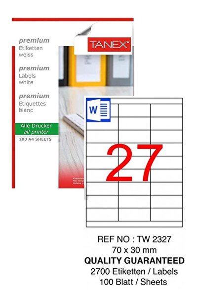 Tanex Etichetă pentru computer Tw-2327 70x30 mm 100 bucăți Etichetă laser 1 p...