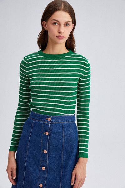 Touché Privé STRIPED TROPHY KNIT SWEATER