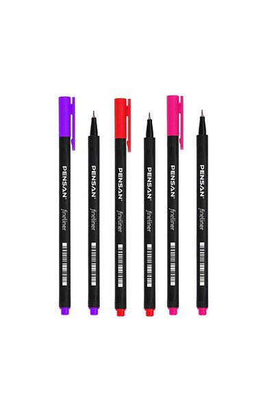 Pensan Fineliner Pen 24 Colors Plastic Box 0.4mm Felt Tip Pen 1 Pack Fineliner 6500hp 0.4mm Felt